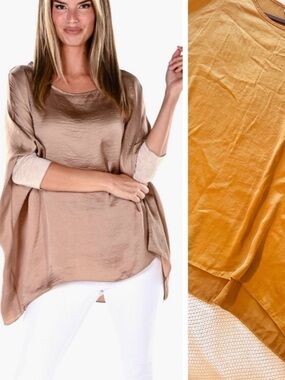 TUTU & LILLI The Bella Silky Flowy Gold Mustard Tunic Top